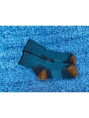 Darn Tough Crew Socks S Green Brown Merino Wool Cushion Hiking USA